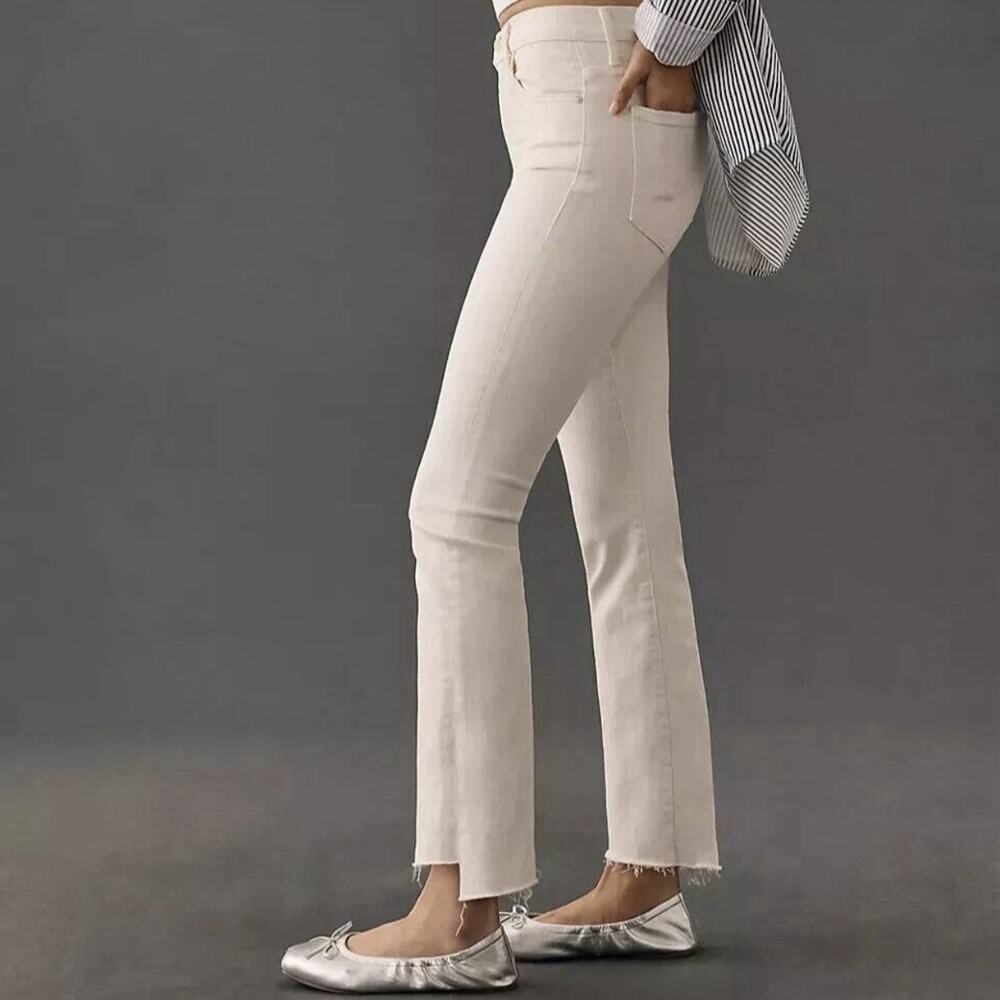 Mother The Iinsider Crop Step Fray Jeans In Chalk Ivory Womens 32 - Picture 2 of 12